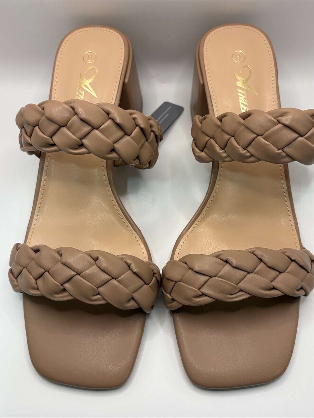 Braided Double-strap Slide Sandal in Taupe